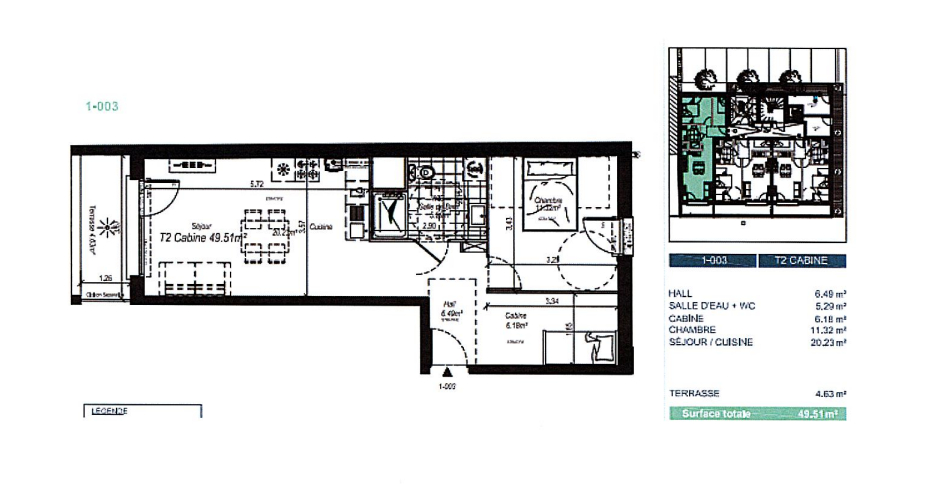 Appartement T2 plus cabine rez de chaussée Stella Plage