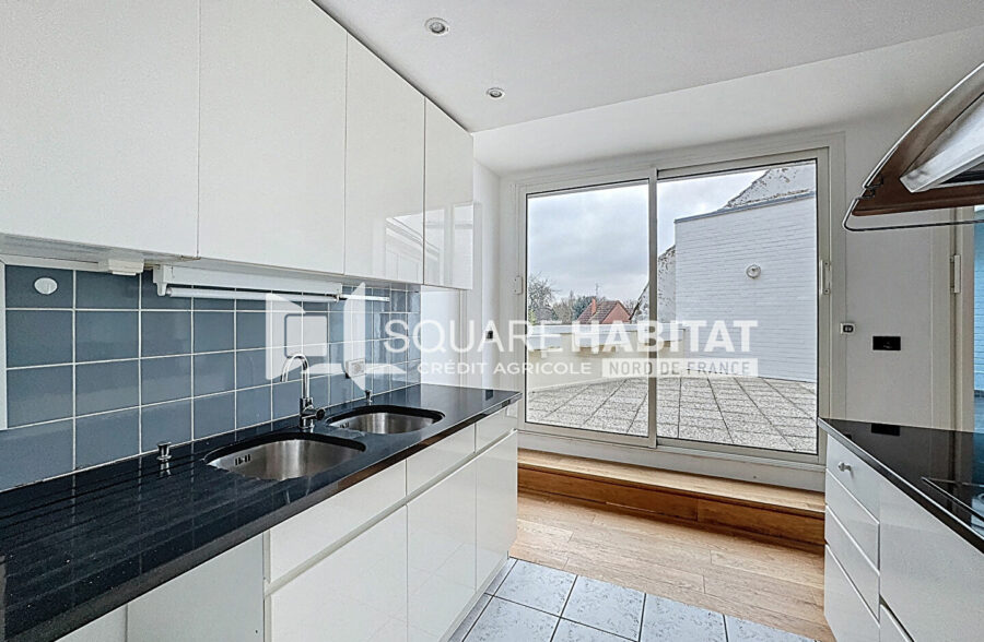 CHARMANT APPARTEMENT T3 AVEC CHEMINÉE ET VERANDA – RONCHIN – GRANDE TERRASSE – GARAGE EN SOUS SOL – CAVE